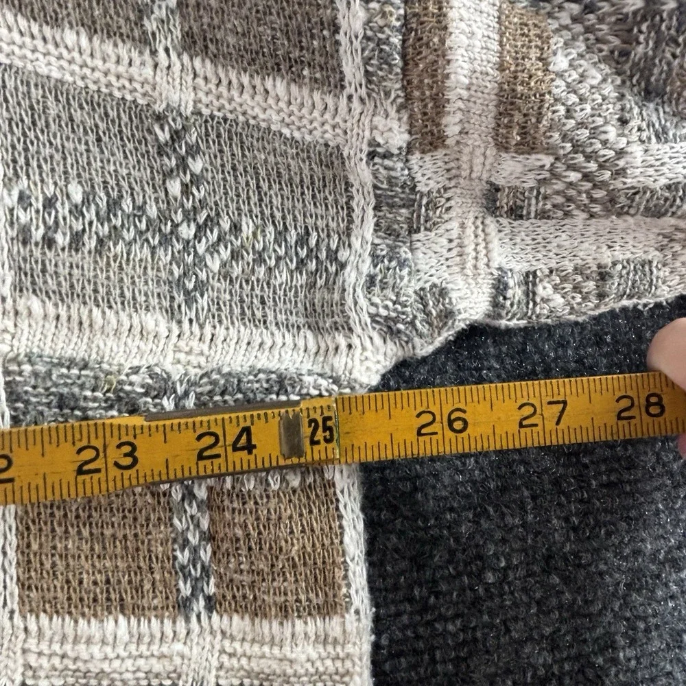 Vintage Florence Tricot 80s Italy Grandpa Cardigan XL Plaid Knit Button Sweater